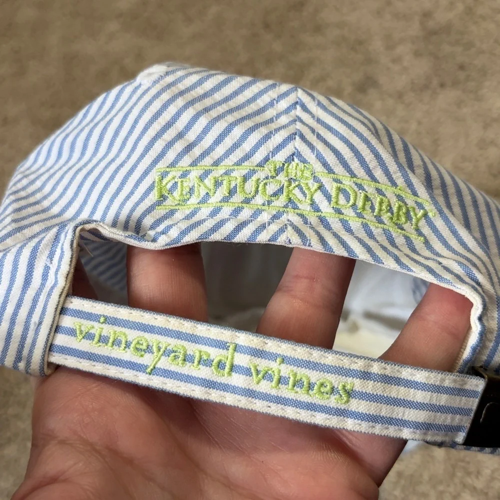 Vineyard Vines blue seersucker baseball hat Kentucky Derby